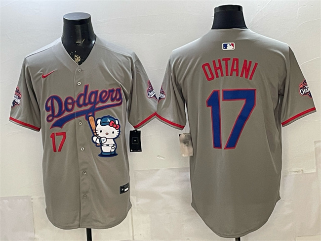 Men's Grey Los Angeles Dodgers #17 Shohei Ohtani Hello Kitty Night 2025 World Series